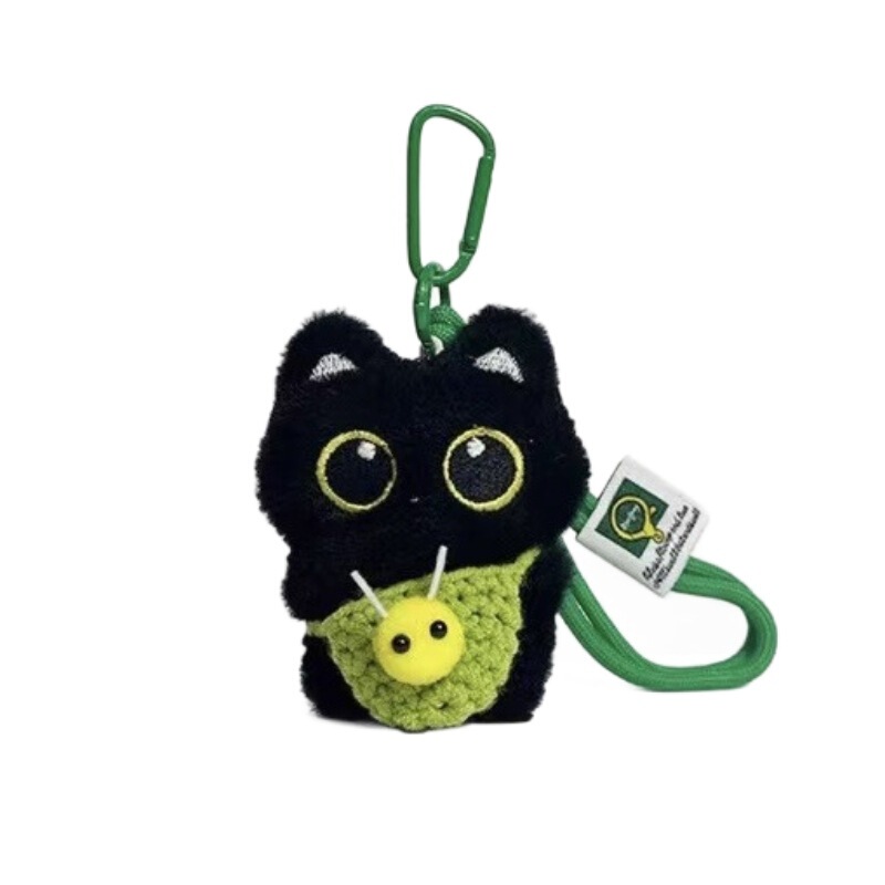 超かわいい小さな黒猫のペンダント、パーソナライズされたかわいいぬいぐるみ、手織りのストラップ、親友へのマルチカラーギフト|undefined