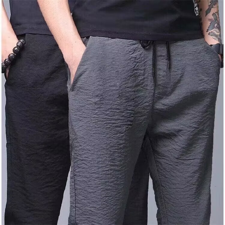 Summer Thin Long Pants Men's Casual Pants Straight Versatile Sports Pants Loose Work Pants Plus Size Middle-Aged Men's Pants