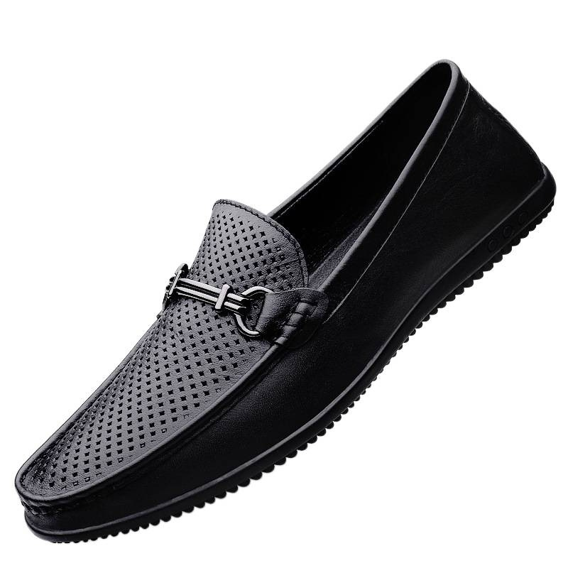 Transmisión en vivo de los zapatos Bean para hombres de cuero transfronterizo de alta calidad zapatos casuales comerciales para hombres huecos transpirables zapatos Bean