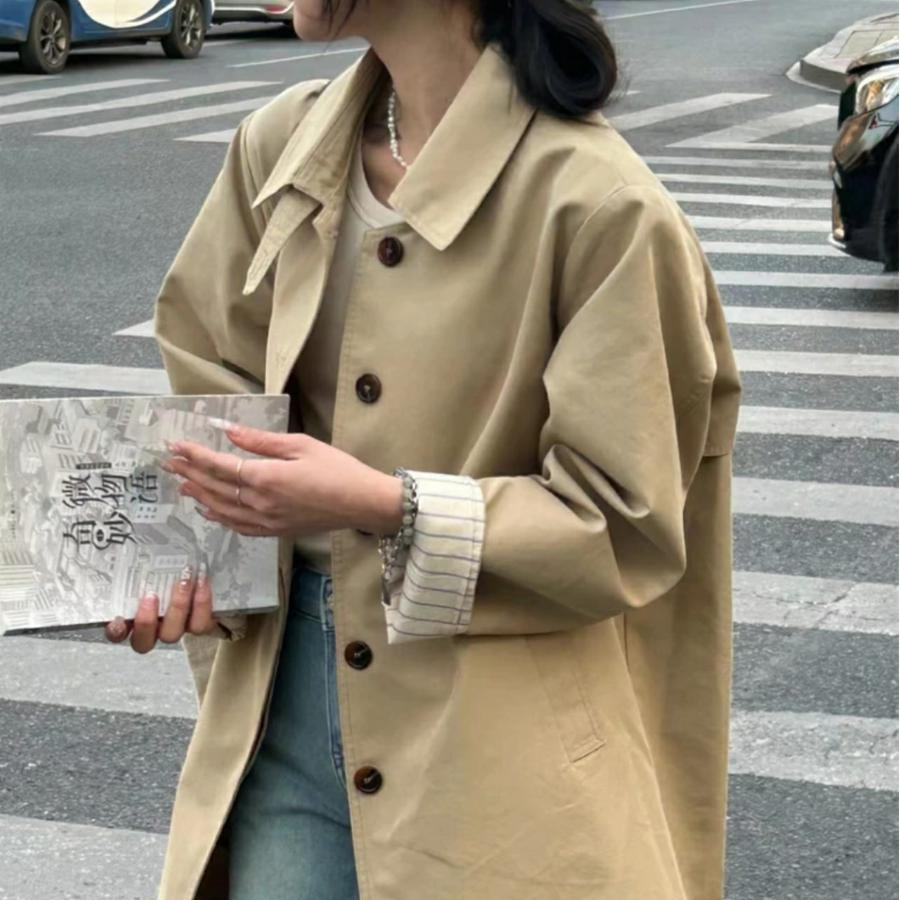 卡其色中长款风衣外套女2025年新款早春秋小个子高级感超好看韩系