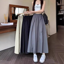 大码工装半身裙胖mm2025春秋夏高腰显瘦宽松休闲百搭大摆A字裙女