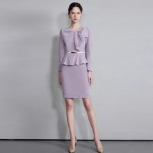 AD长袖连衣裙秋冬款女高级感蝴蝶结收腰西装裙2024新款空姐工作服