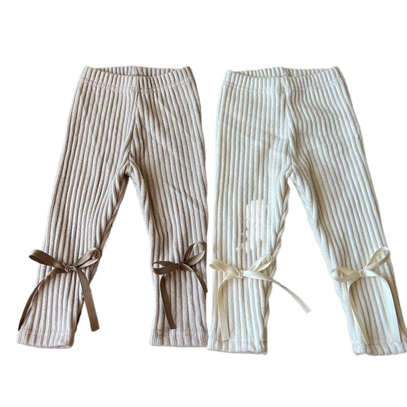INS estilo coreano ropa para niños primavera y otoño engrosada niñas arco de algodón lindo moda pit Leggings