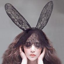 性感情趣内衣制服诱惑配饰发箍蕾丝面纱舞会眼罩兔子耳朵女王面具