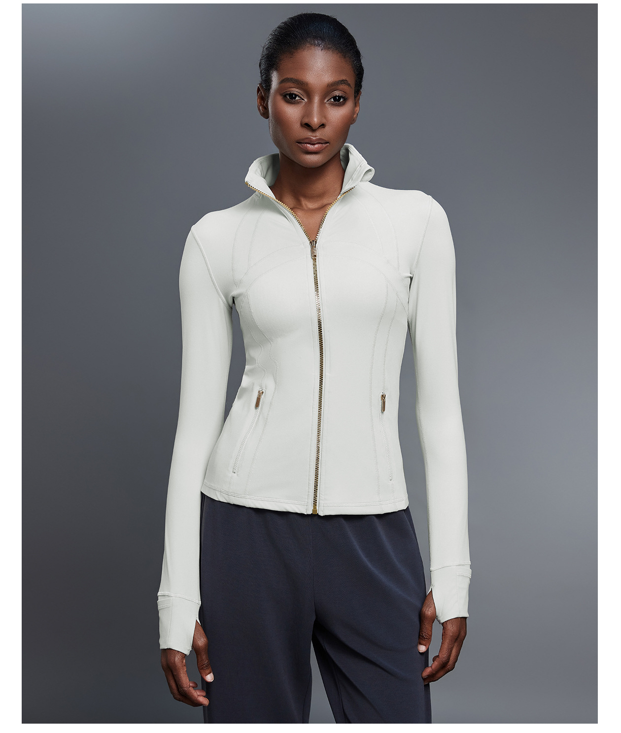 Women's Windproof Stand Up Collar Yoga Jacket Slimming Cardigan Top Tight Fitting Sports Fitness Coat For Running_ecoleips.com