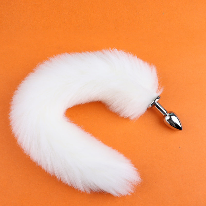 Metal Anal Plug with Detachable White Fox Tail, Adult Training Toy — detail image 6
