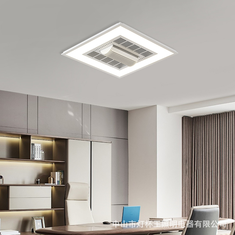 Salón de estar cocina integrada techo sin lámpara de ventilador 60X30 lámpara de mesa de oficina 60X60 con lámpara de ventilador