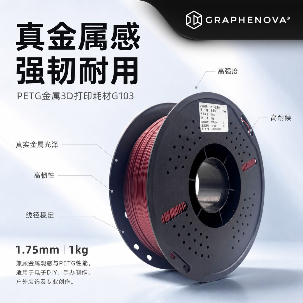 PETG金属色耗材金属光泽金属青铜金属银金属红金属紫线材FDM打印