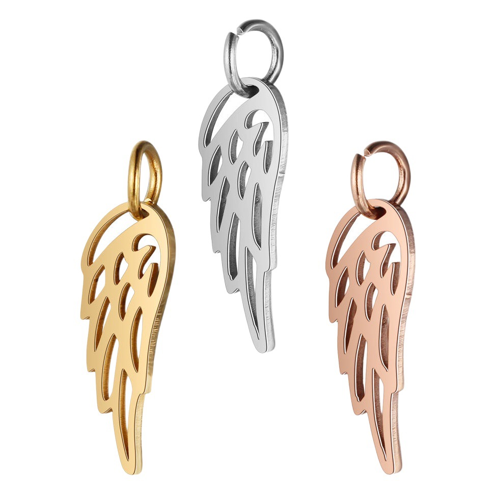 5Pcs/Pack Titanium Steel Small Pendant Love Five-Pointed Star Elephant Cat Wings Lotus Dream Catcher Tree of Life Stainless Steel