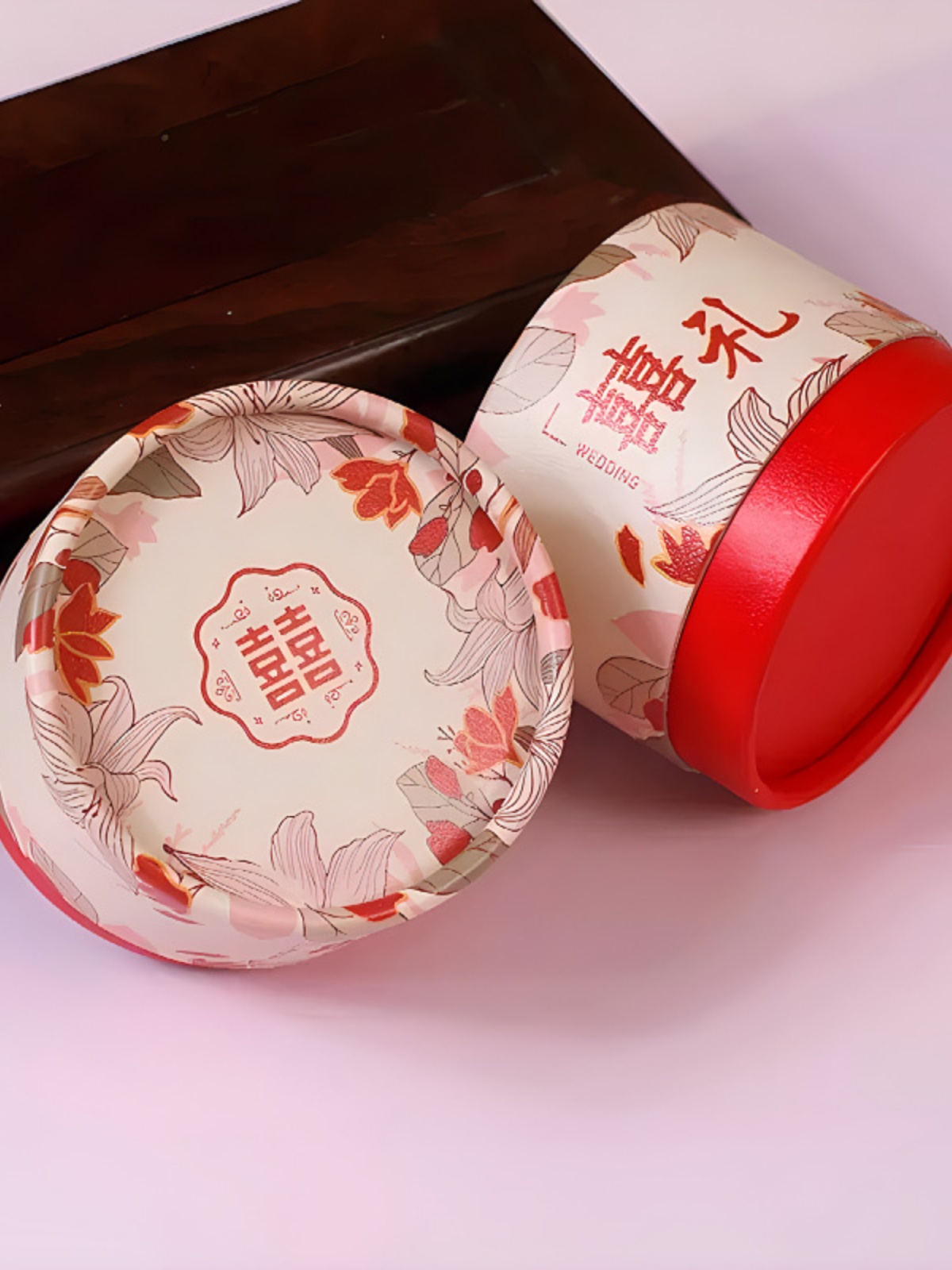 Xi Manzhi 2025 nueva caja de dulces de boda caja de regalo de embalaje de dulces caja de cartón vacía redonda