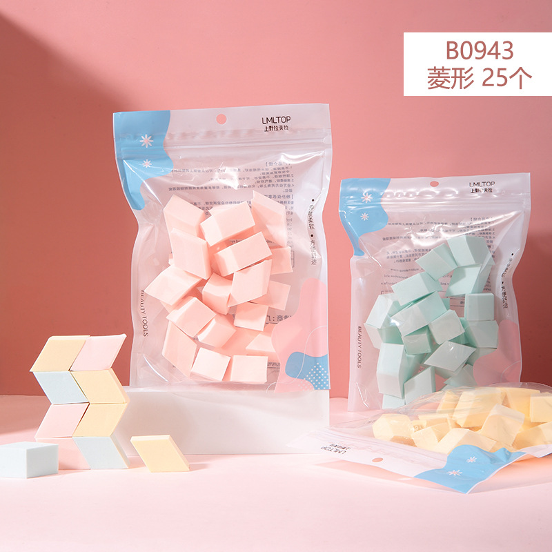 LMLTOP hidrófilo remojo de agua gran soplo de polvo redondo galería de fotos en forma de diamante maquillador colección de bolsas de soplo de maquillaje