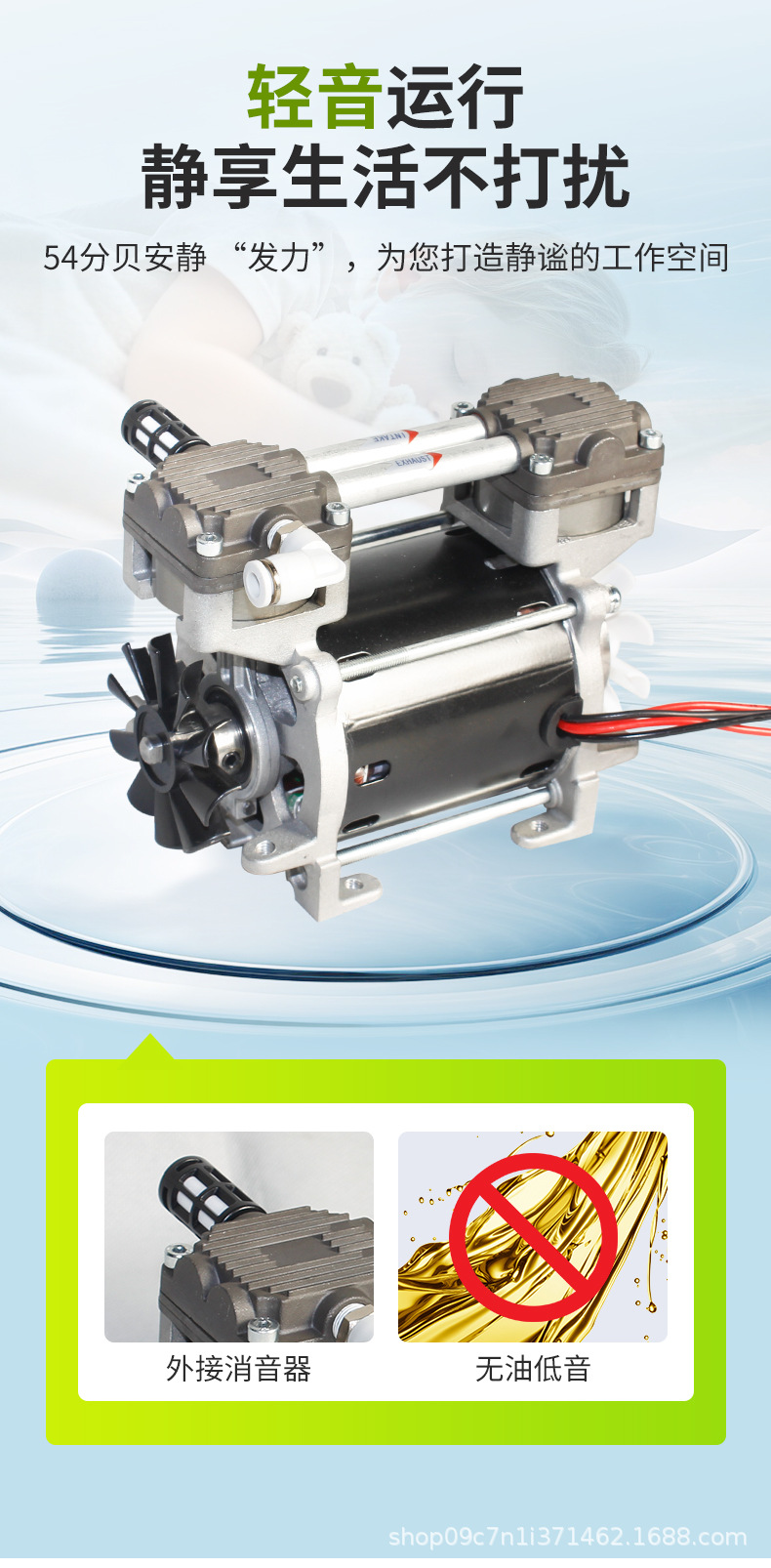 Lihao Electromechanical Ol100 Oil-Free Air Compressor 130W Large Flow Piston Type Small Positive Pressure Air Beauty Instrument