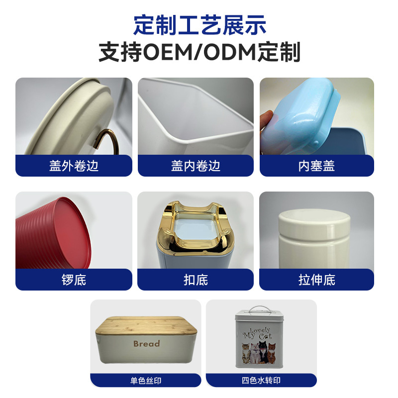 Tanque de almacenamiento de cocina transfronteriza panero europeo y americano caja de pan retro desnudo con cubierta doblada caja cuadrada caja de hierro