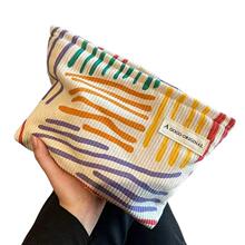 Q 18189 Corduroy Color Block Cosmetic Bag ��о��ײɫ��ױ��