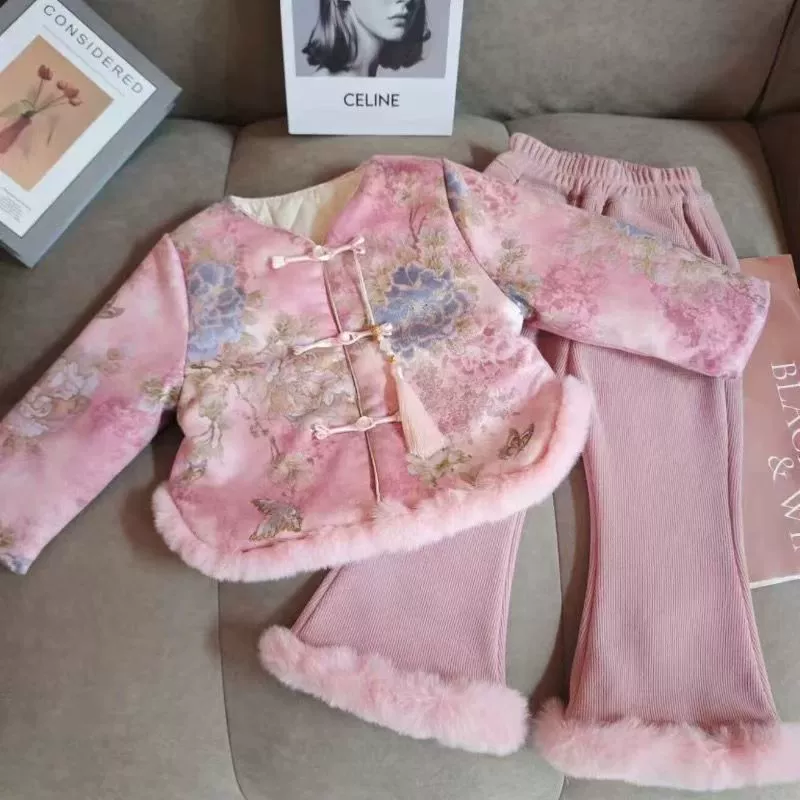 Warm demi-season Hanfu, children's set, children's clothing, Chinese style, increased thickness
