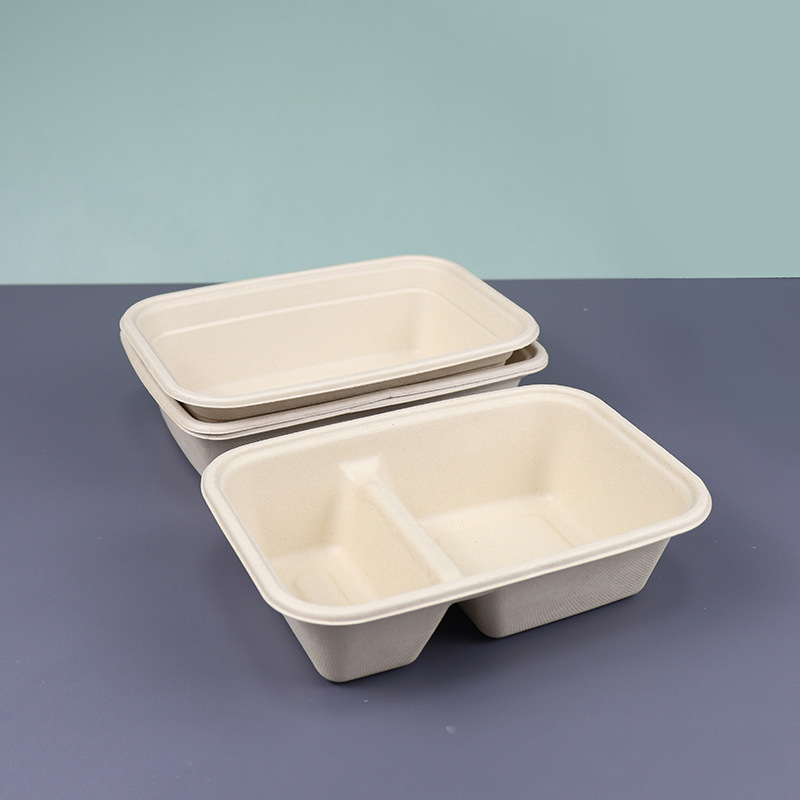 Desechable rectangular caja cuadrada americana fábrica al por mayor de una sola rejilla doble rejilla caja degradable ensalada engrosada caja de almuerzo para llevar
