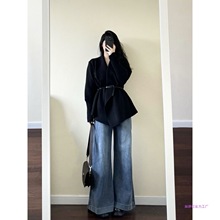 感收腰气质针织毛衣外套女2025新款秋冬纯色中长款外搭开衫厚