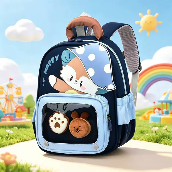Kindergarten backpack with mushroom hat, cute cartoon design, for 3-6 year old children, suitable for boys and girls in middle and senior classes