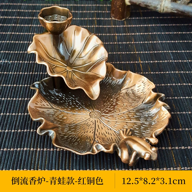 Кальян для инконса обратно? Пожалуйста, перевожу: "Backflow Incense Burner Lotus Leaf Alloy Incense Holder with Frog or Goldfish, Decorative"
