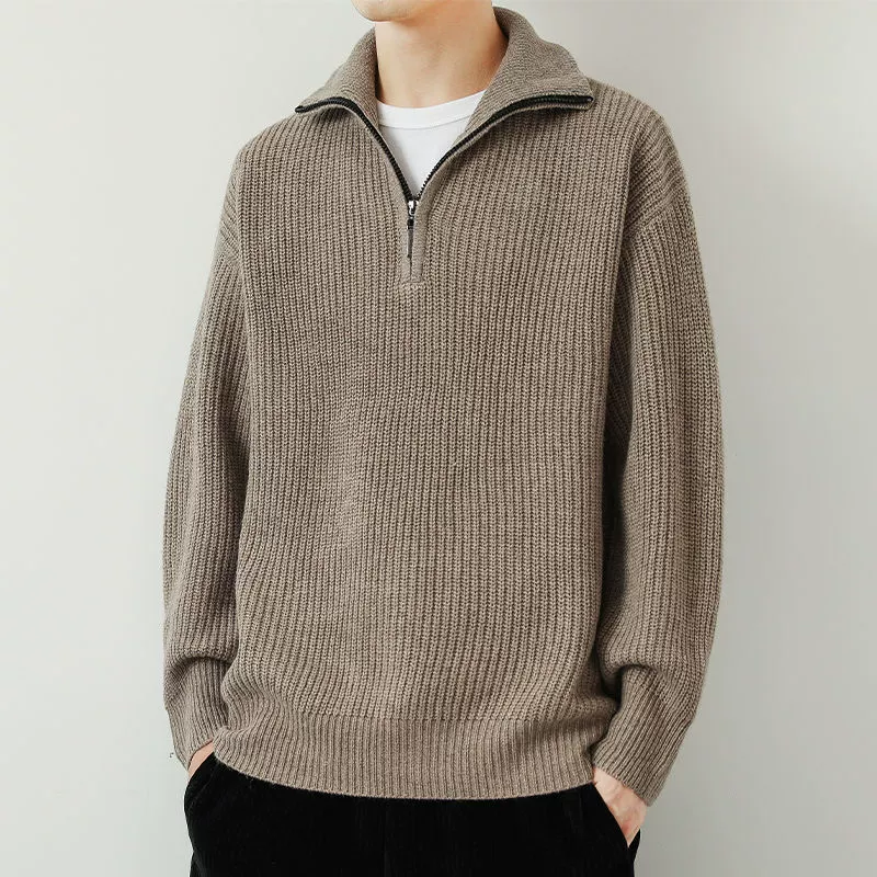 Демисезонный knitted свитер с молнией, теплая шерстяная куртка с молнией, стиль высокого качества
