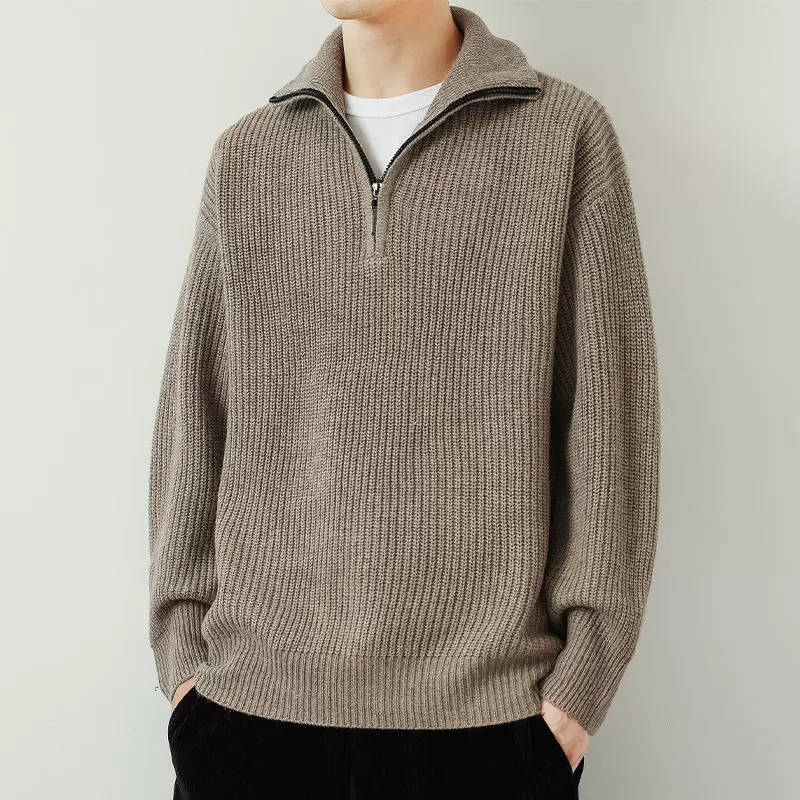 Демисезонный knitted свитер с молнией, теплая шерстяная куртка с молнией, стиль высокого качества