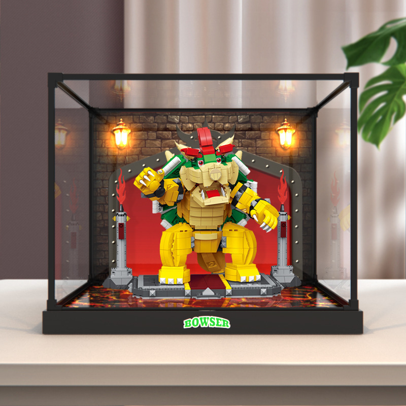 Super Mario Series Acrylic Display Box Alloy Frame Bottom for Lego 71411 Powerful Cool Overlord Super Mario Series Acrylic Display Box Alloy Frame Bottom for Lego 71411 Powerful Cool Overlord