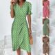 2023 Summer New Independent Station Hot Selling Geometric Collage Puff Sleeve Irregular Hem Dress