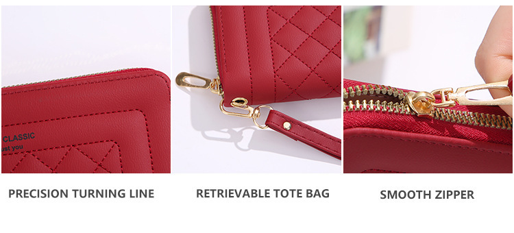 103g Weight pu Lining Material Side Zipper Closure Type Long Wallets Bags Type 1 Piece Quantity Holiday, Banquet, Selfie Occasion pu Material Contrast Binding Function Solid Color Pattern All Seasons Season Women's Gender Sweet Style Square Shape Women's Solid Color Pu Side Zipper Wallets 5