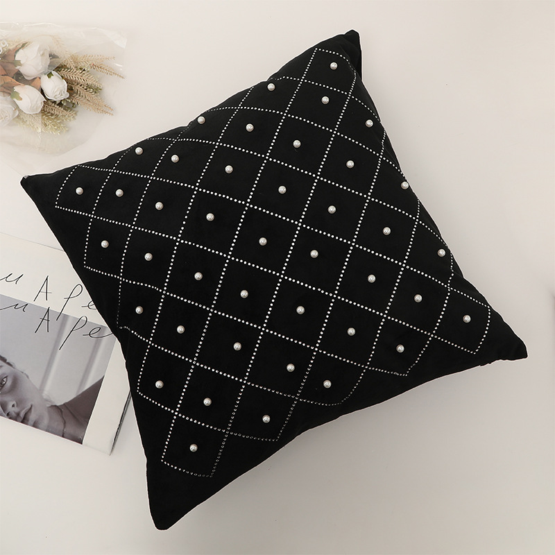 New Style Light Luxury Pearl Simple Fashion Sofa Cushion Bedroom Office Bay Window Model Room Velvet Pillowcase