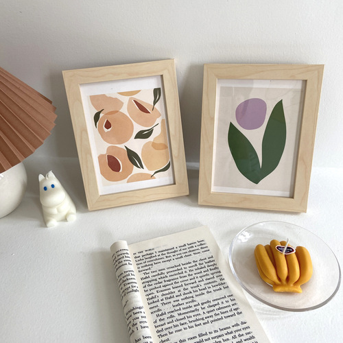 ins home soft decoration light wood grain decorative painting simple desktop ornaments study bedside painting wooden picture frame table