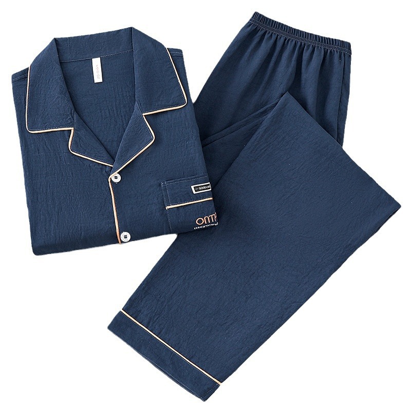 Comercio exterior al por mayor pijama de hombre primavera y otoño nubes algodón cardigan manga larga ocio suelto grande se puede usar fuera del hogar