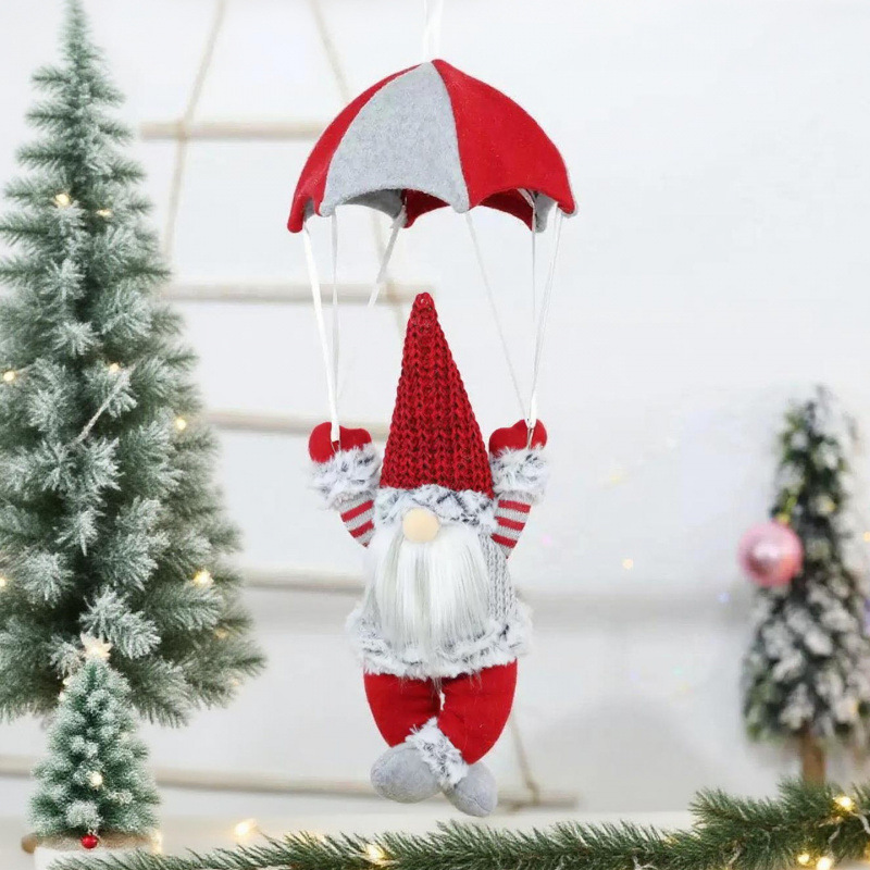 クリスマス装飾ショッピングモール店舗シーンレイアウトホリデーデコレーションクリスマス顔のないスカイダイビング老人パラシュートペンダント|undefined