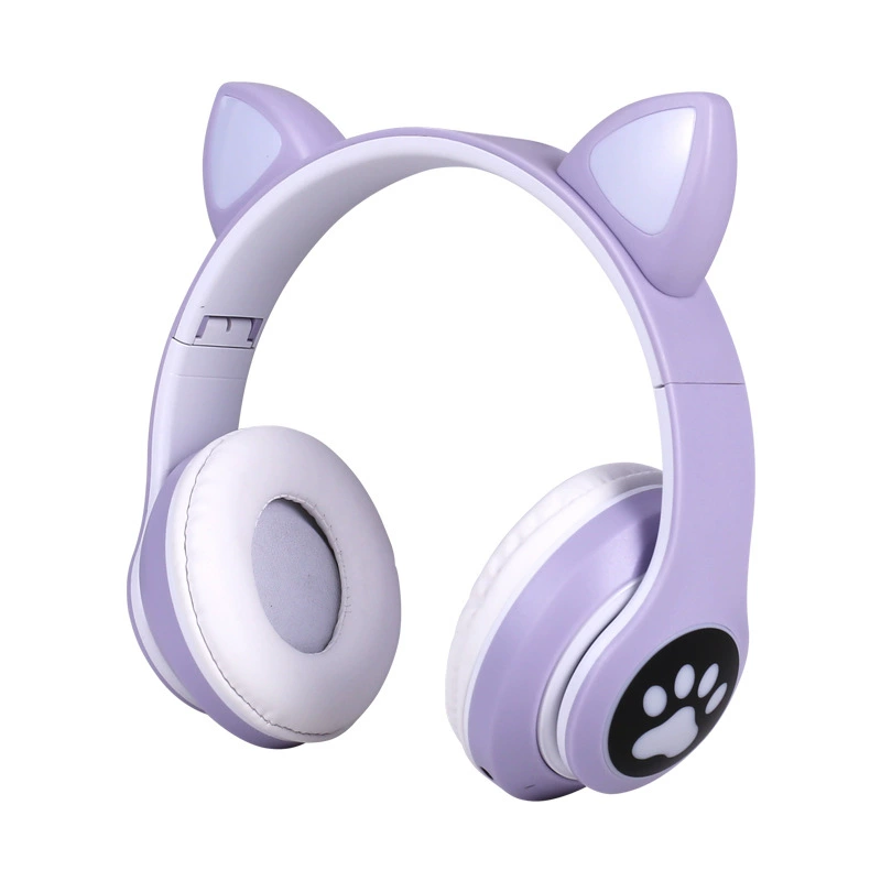 Кроссборс наушники Bluetooth STN-28 с ушками кота, тяжелые басы, мигают огнями, беспроводные движения, вставка карты заголовок