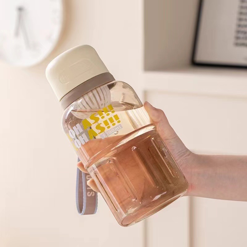 Tianyi nueva taza de plástico simple 1000ml taza de agua de gran capacidad para estudiantes deportivos al aire libre taza creativa portátil