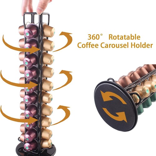 Cross-border coffee capsule shelf tea room capsule storage shelf 360-degree rotating display rack high-capacity metal display stand