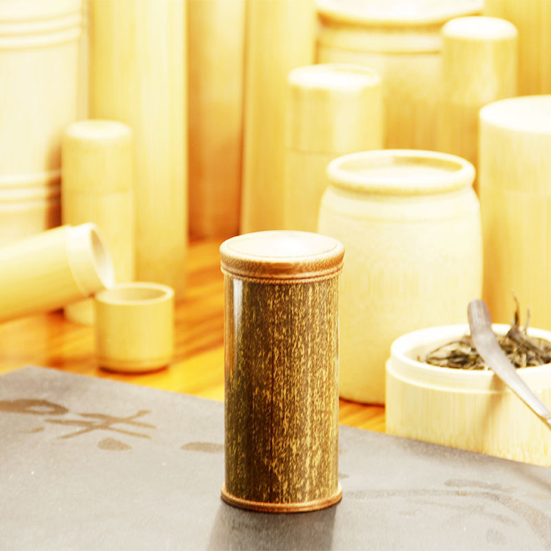 ポータブル茶葉缶密封缶旅行元生態竹製貯蔵缶茶缶彫刻茶桶特色竹工芸品|undefined