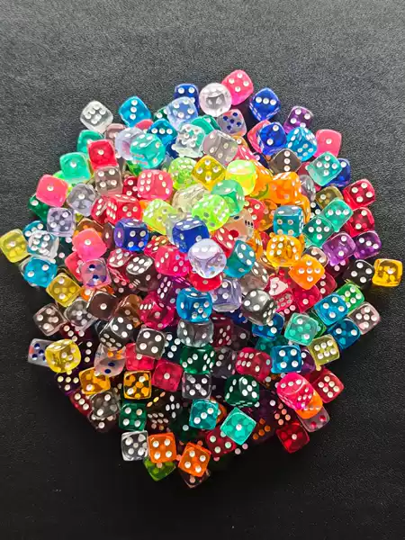 In-Stock 14mm Rounded 6-Sided Transparent Plastic Dice for Board Games, Role-Playing Games, Teaching, and Toy Accessories, Crystal Acrylic Dice