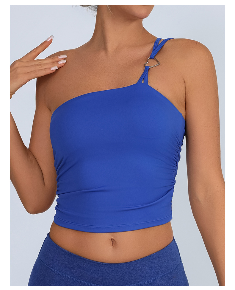 Europa y Estados Unidos comercio exterior transfronterizo nuevo chaleco deportivo de acondicionamiento físico mujer con almohadilla de pecho un hombro ropa de yoga de pecho