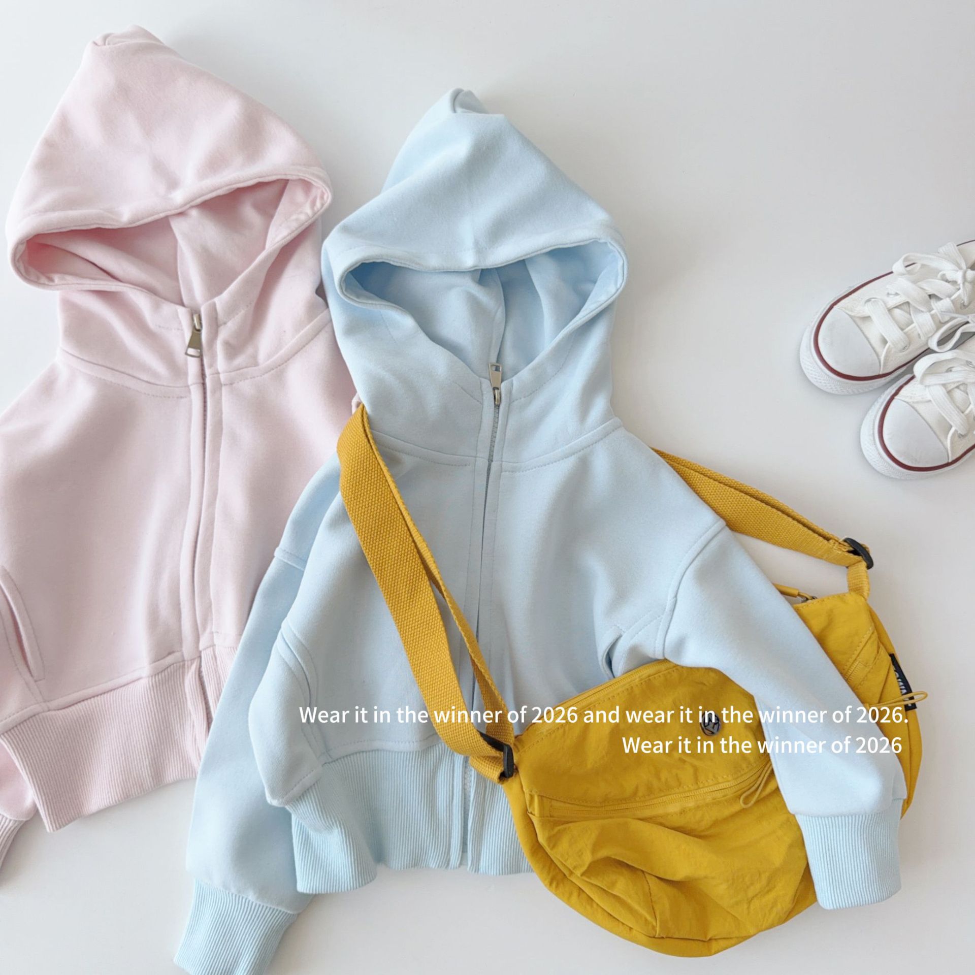 Autumn solid color short warm jeans with hood for leisure