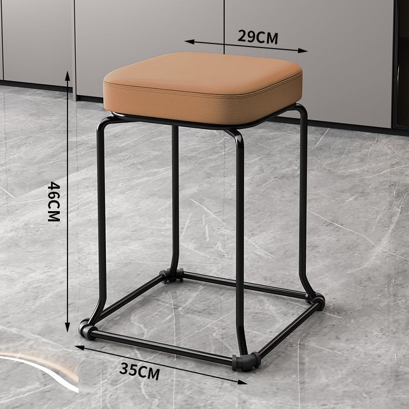 Taburete redondo de envoltura suave, silla de comedor de hierro forjado, taburete cuadrado sólido moderno, taburete de acero apilable para el hogar image 8