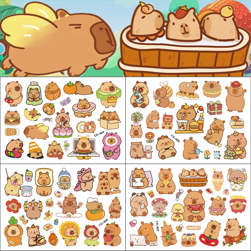 Cross-Border Children's Cartoon Capibara Tattoo Stickers Disposable Water Transfer Birthday Party Party Tattoo Stickers