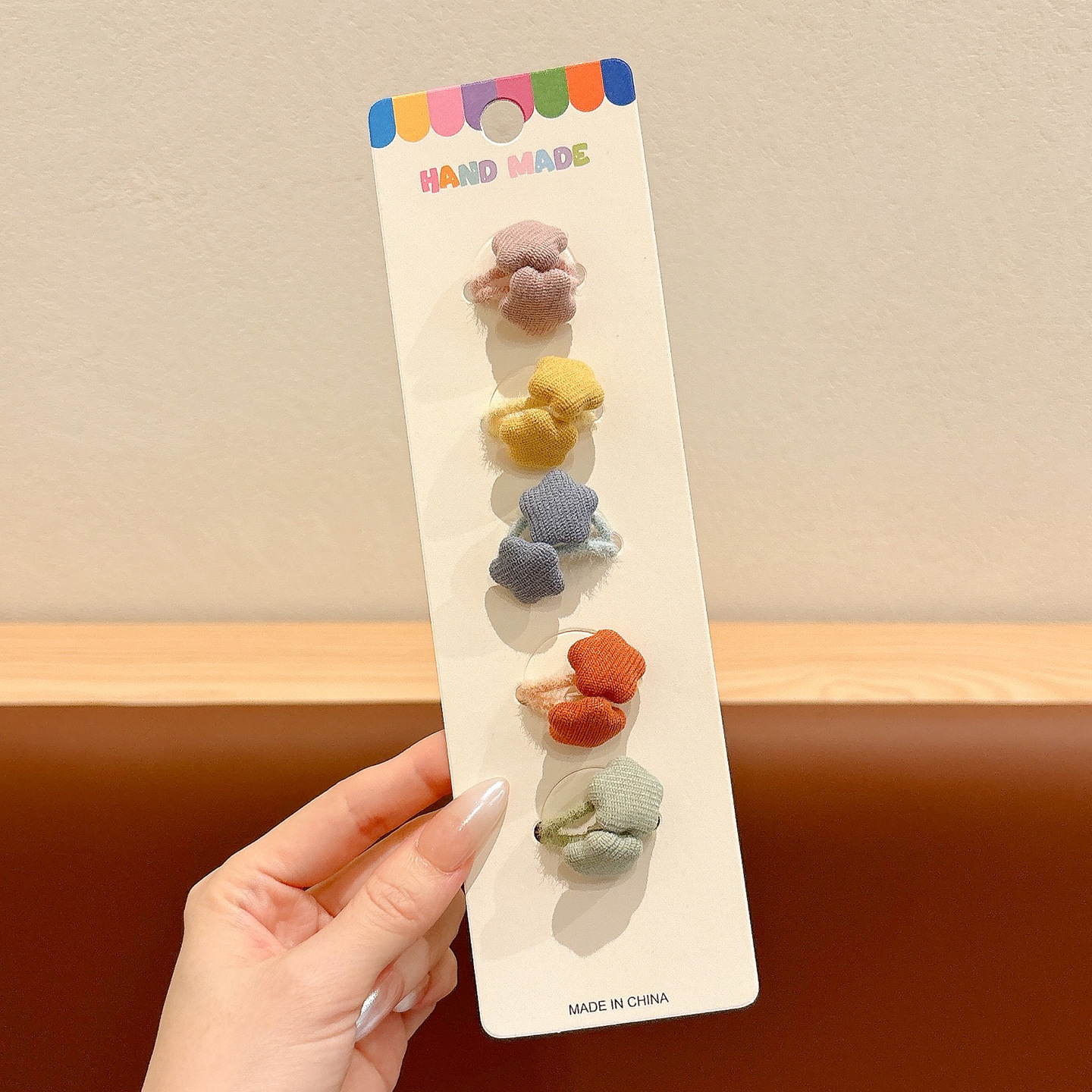 10 pieces of colorful twill star hair ties ~ about 1.5cm