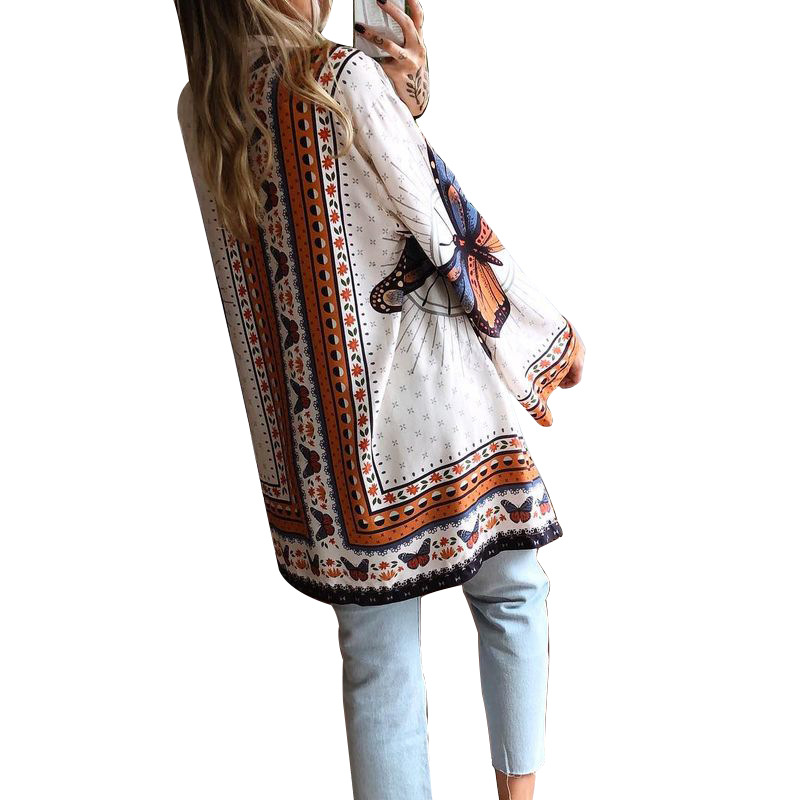 Women Printed Long-Sleeved Waist Women Dress