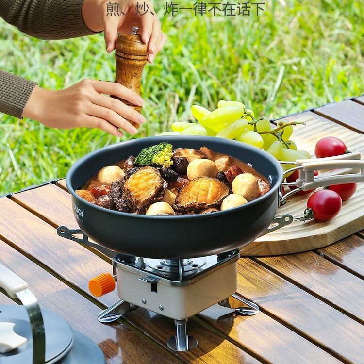 Acampar al aire libre hervidor olla equipo de camping picnic suministros olla portátil set utensilios de cocina vajilla traje
