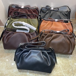 Korean Style New Bag Women's Versatile Handbag/Genuine Leather Shoulder Bag Ins Women's Fashion Pleated Cloud Crossbody Bag for Women