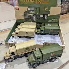2601儿童合金车玩具声光音效回力军事越野车卡车可开门汽车带兵人