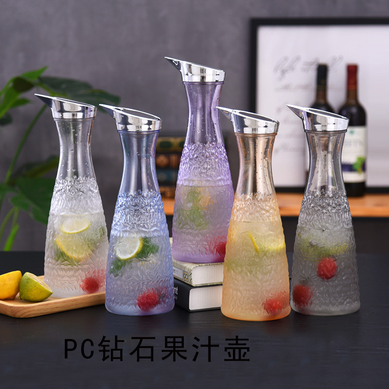 创意彩色电镀鹰嘴盖耐高温耐摔加厚PC凉水壶酒吧KTV塑料果汁壶|ms