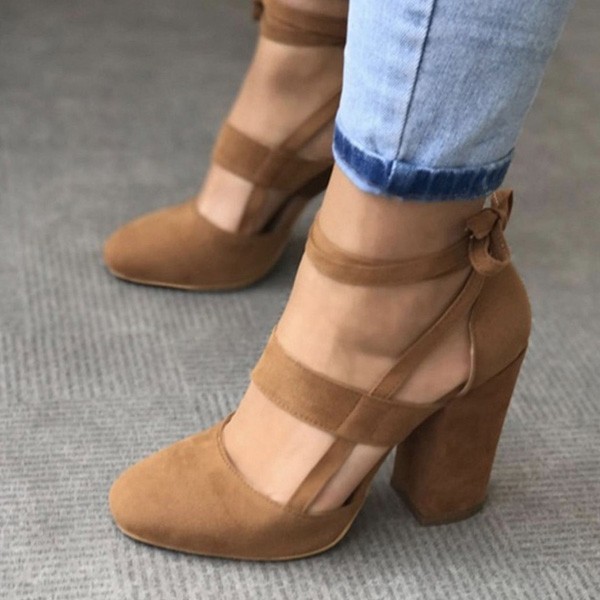 Close-up of Chunky Heeled Strappy Sandals