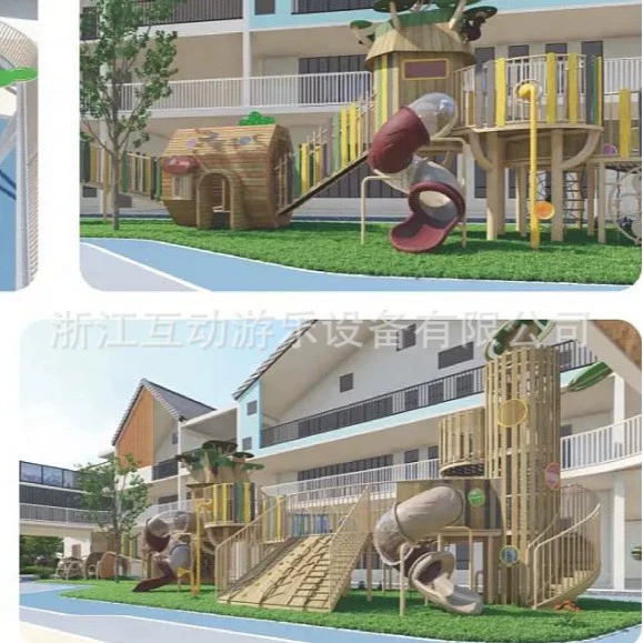 Деревянная горка для детского сада Большая открытая деревянная набережная