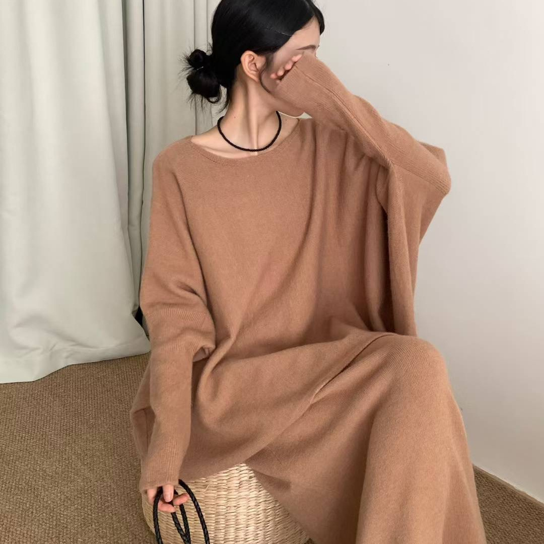 欧美女装跨境货源秋冬搭配一整套慵懒风毛衣＋针织半身裙两件套装